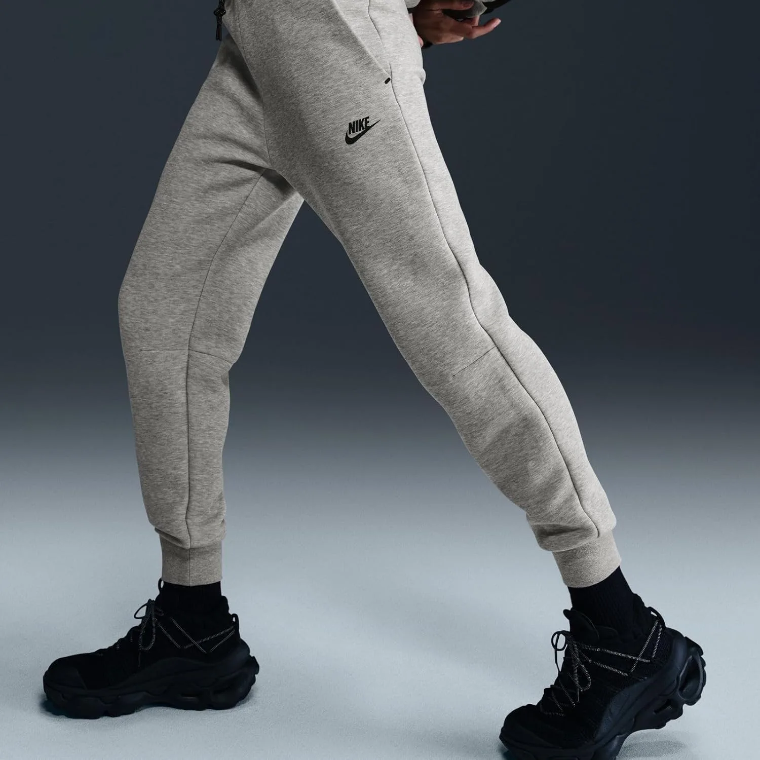 Nike - Tech Fleece Mid-Rise 2, женские спортивные брюки, серый/черный — фото 4