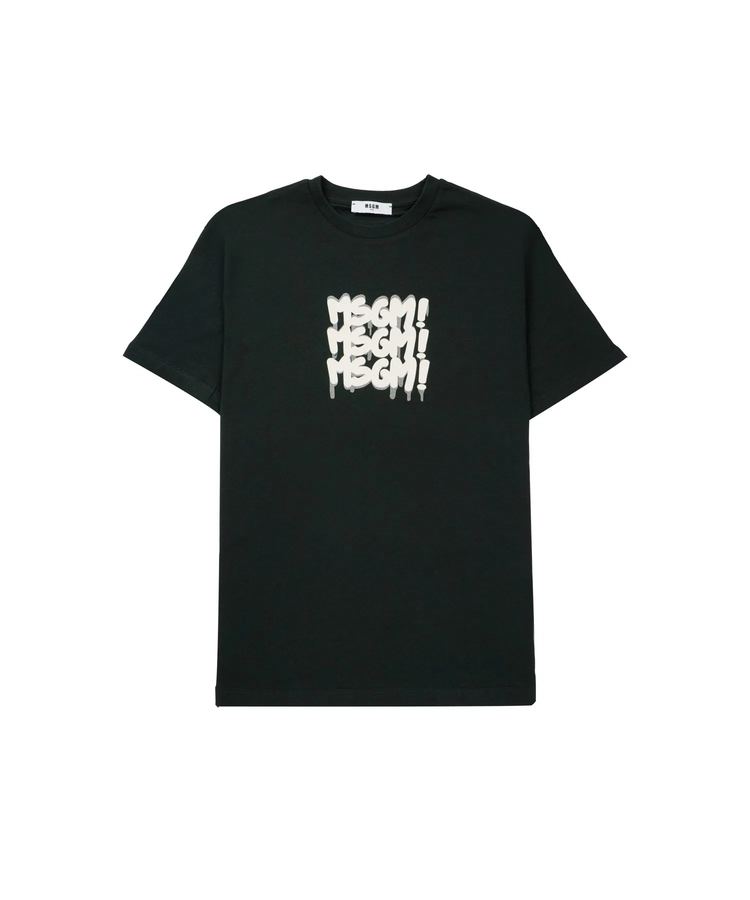 Детская футболка MSGM KIDS с логотипом спрей-краской чёрная