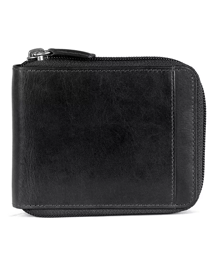 

Кошелек мужской Casablanca Collection с RFID-защитой, центральной молнией и съемным паспортным блоком Mancini, черный