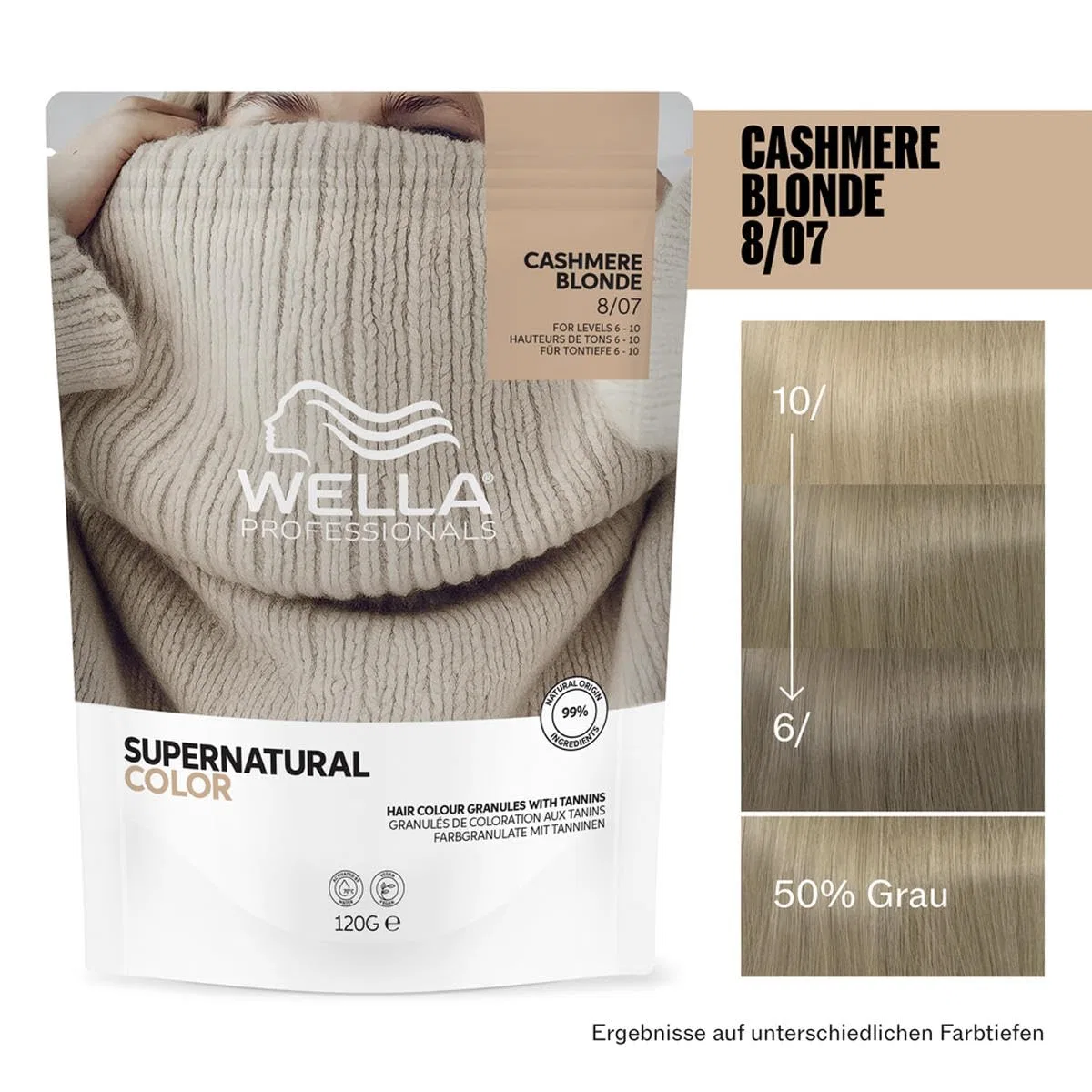 Профессиональная краска для волос «Supernatural Color 8/07 Cashmere Blonde» от Wella Wella — фото 2
