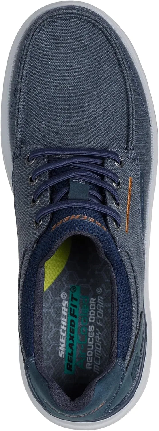 Мужские слипоны Skechers USA Altman - Finch Moc Toe Canvas Bungee Lace, Navy — фото 3