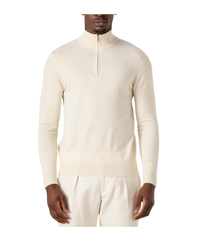 

Мужской пуловер с застежкой-молнией до середины груди Profuomo, бежевый