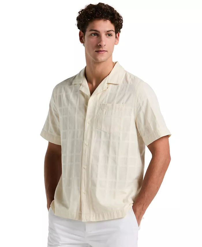 

Мужская рубашка с коротким рукавом Camp в клетку Dobby Slim-Fit Original Penguin, коричневый/бежевый