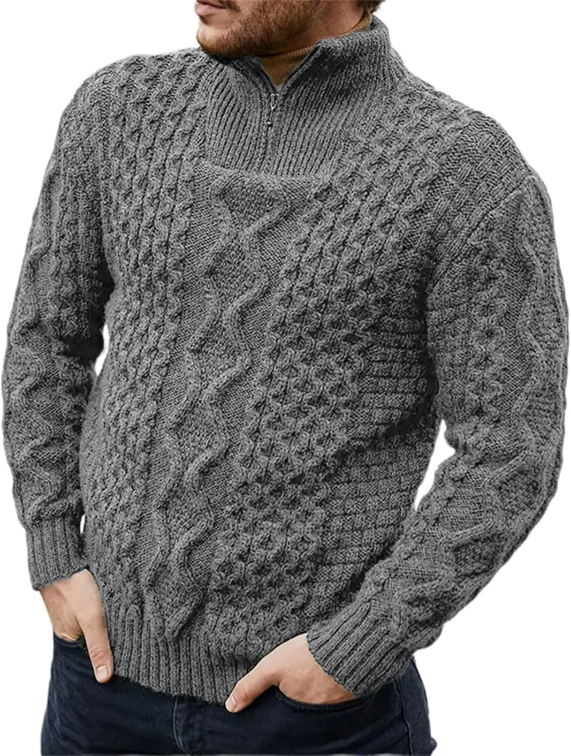 

Мужской свитер Irish Fisherman Cable Knit с полузастежкой CHXLQQX
