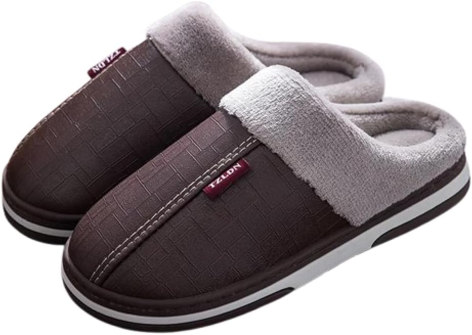 

Мужские мягкие теплые домашние тапочки премиум-класса из натуральной кожи с нескользящей подошвой и клетчатым узором Generic, коричневый