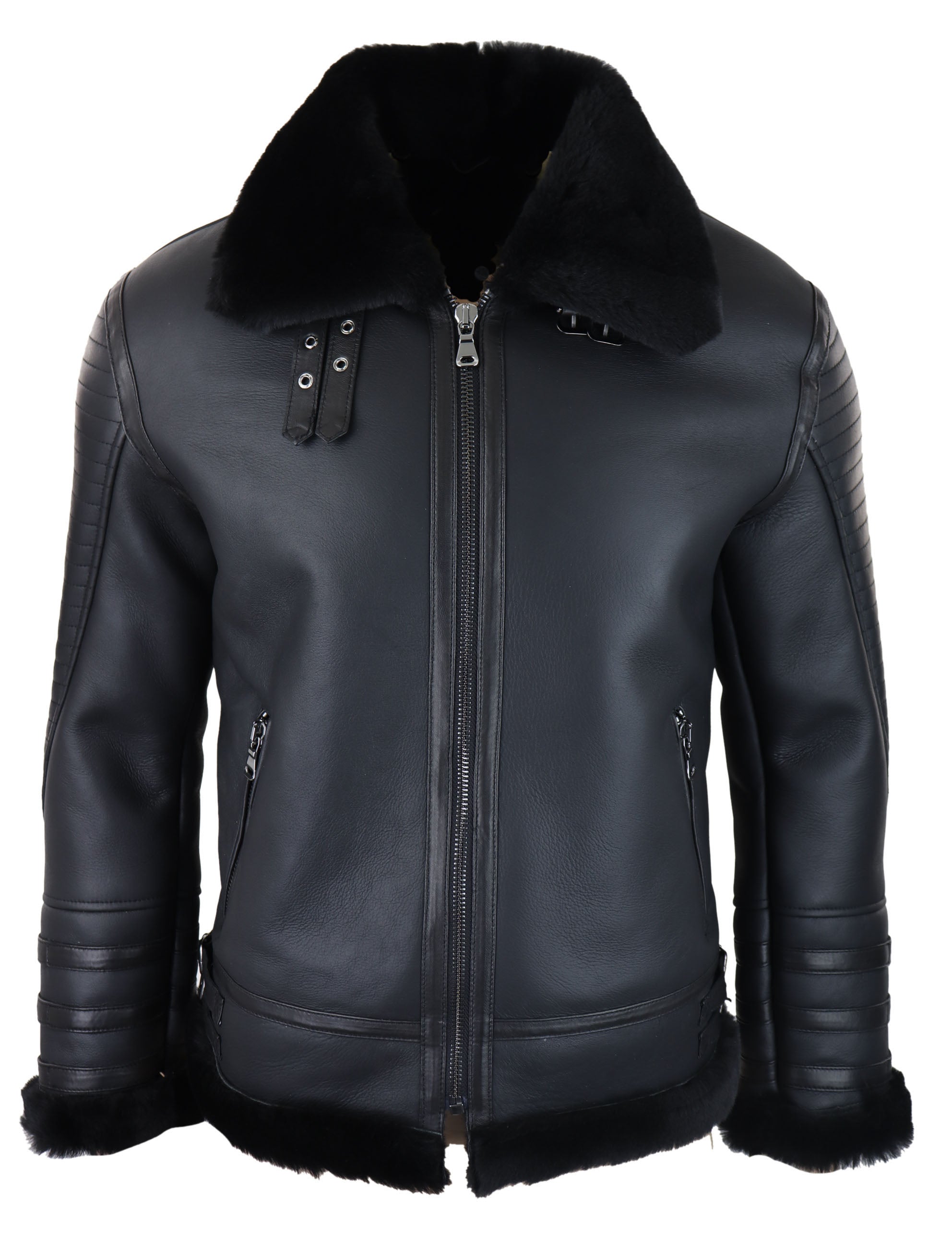 

Куртка пилота из овчины на молнии TruClothing, черный