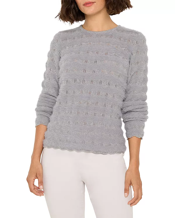 

Уютный полосатый свитер с волнистым узором Nic+Zoe, серебряный