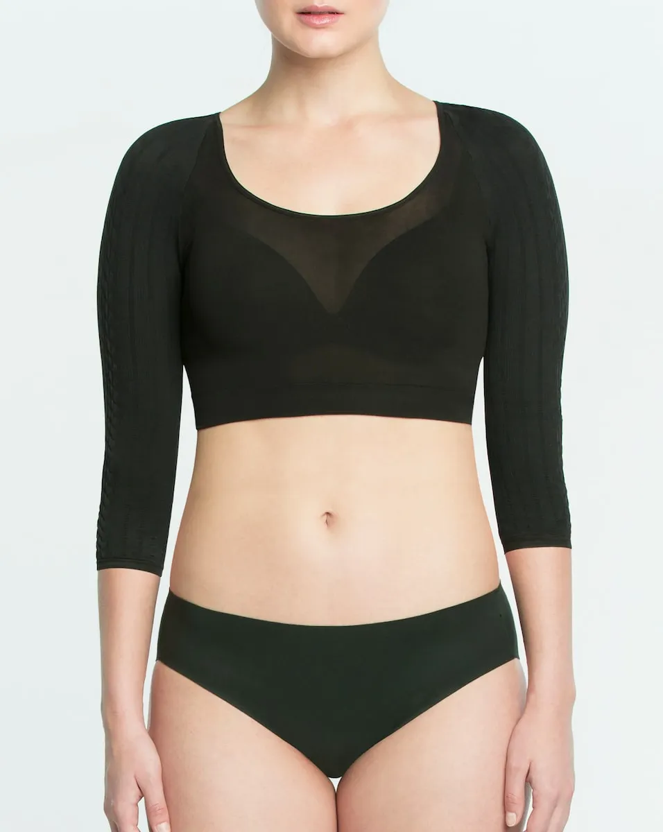 

Женская короткая базовая футболка с французским рукавом Spanx, черный