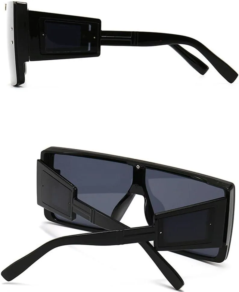 

Модные солнцезащитные очки большого размера для женщин и мужчин, ретро-очки в сиамской оправе, трендовые модели с защитой от УФ-излучения UV400 TKKTLLT, Whita Black