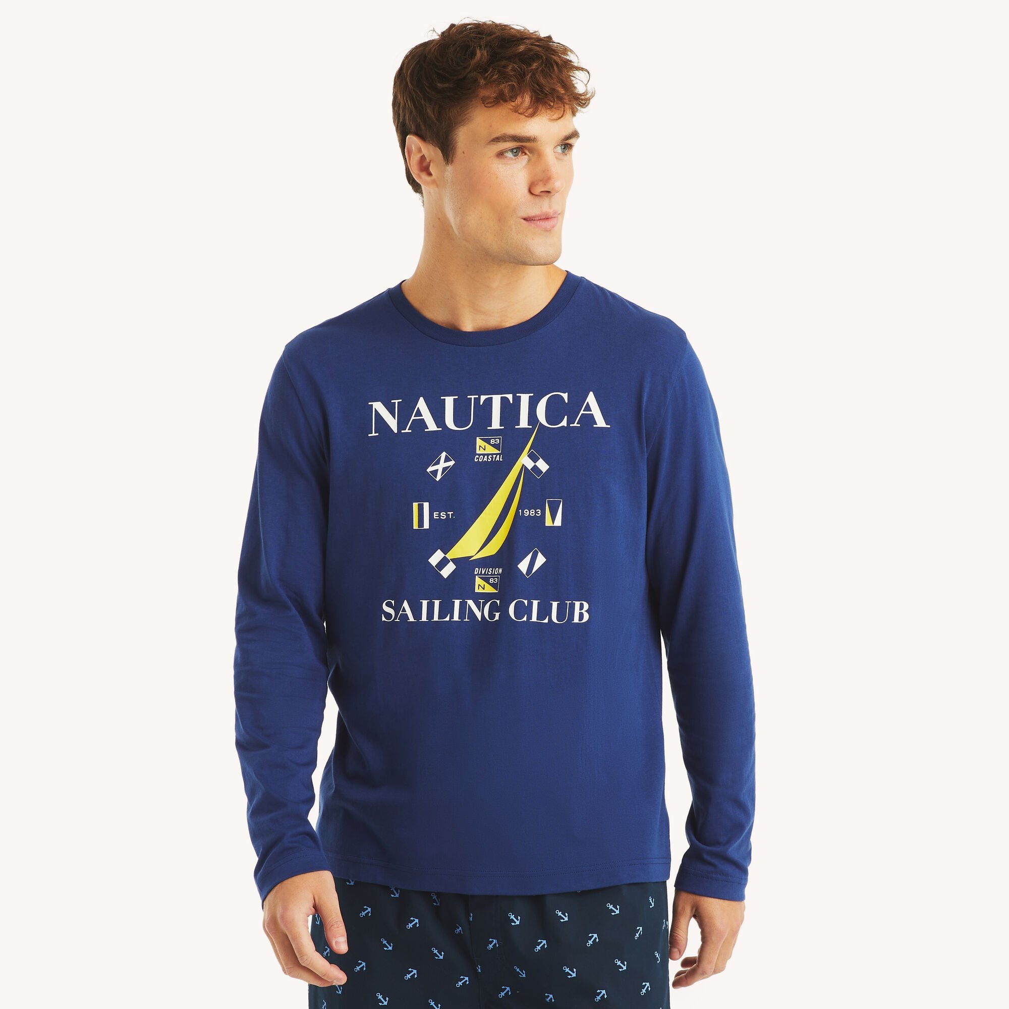 

Футболка для сна с длинными рукавами от Nautica Mens Sailing Club, цвет blue depths