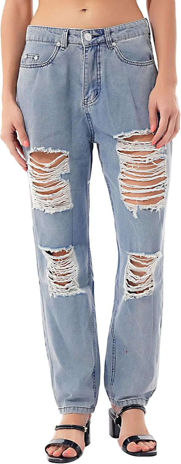 

Aislor женские рваные джинсы boyfriend casual с потертостями