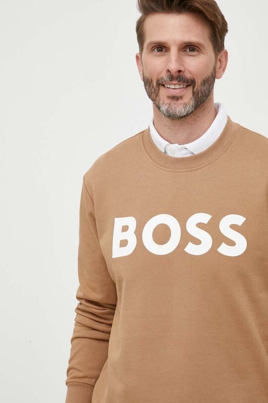 

Хлопковая толстовка Boss, бежевый