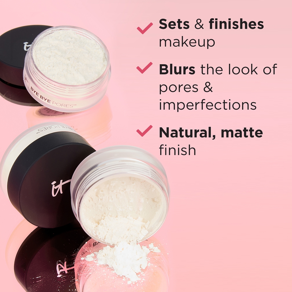 Рассыпчатая пудра Bye bye pores poreless finish - это осветляющая рассыпчатая пудра, придающая коже бархатистую мягкость. It Cosmetics, atspalvis translucent 6,8 гр — фото 4