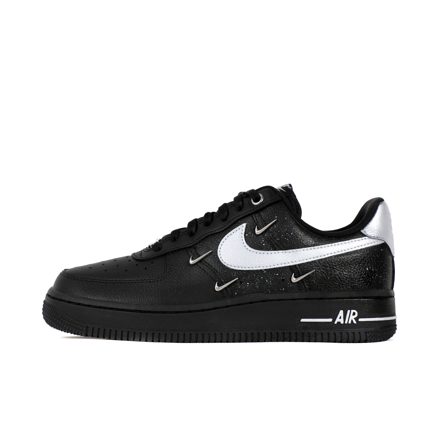 Nike Женские противоскользящие износостойкие низкие скейтерские кросcовки Air Force 1 черно-серебристые, цвет Black Silver