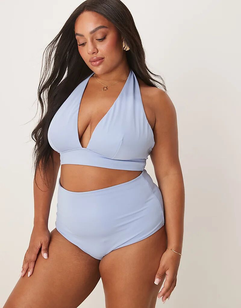 

Бикини-топ Curve Maya от ASOS DESIGN, сочетающийся и комбинируемый, синего цвета Asos Curve