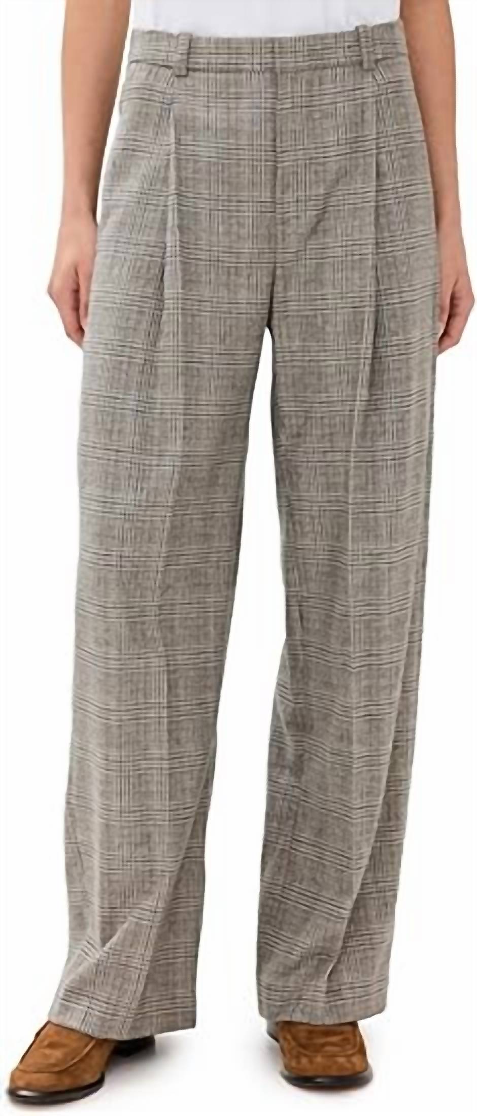 

Женские брюки с высокой посадкой в клетку из шерстяной смеси Heritage Grey Vince