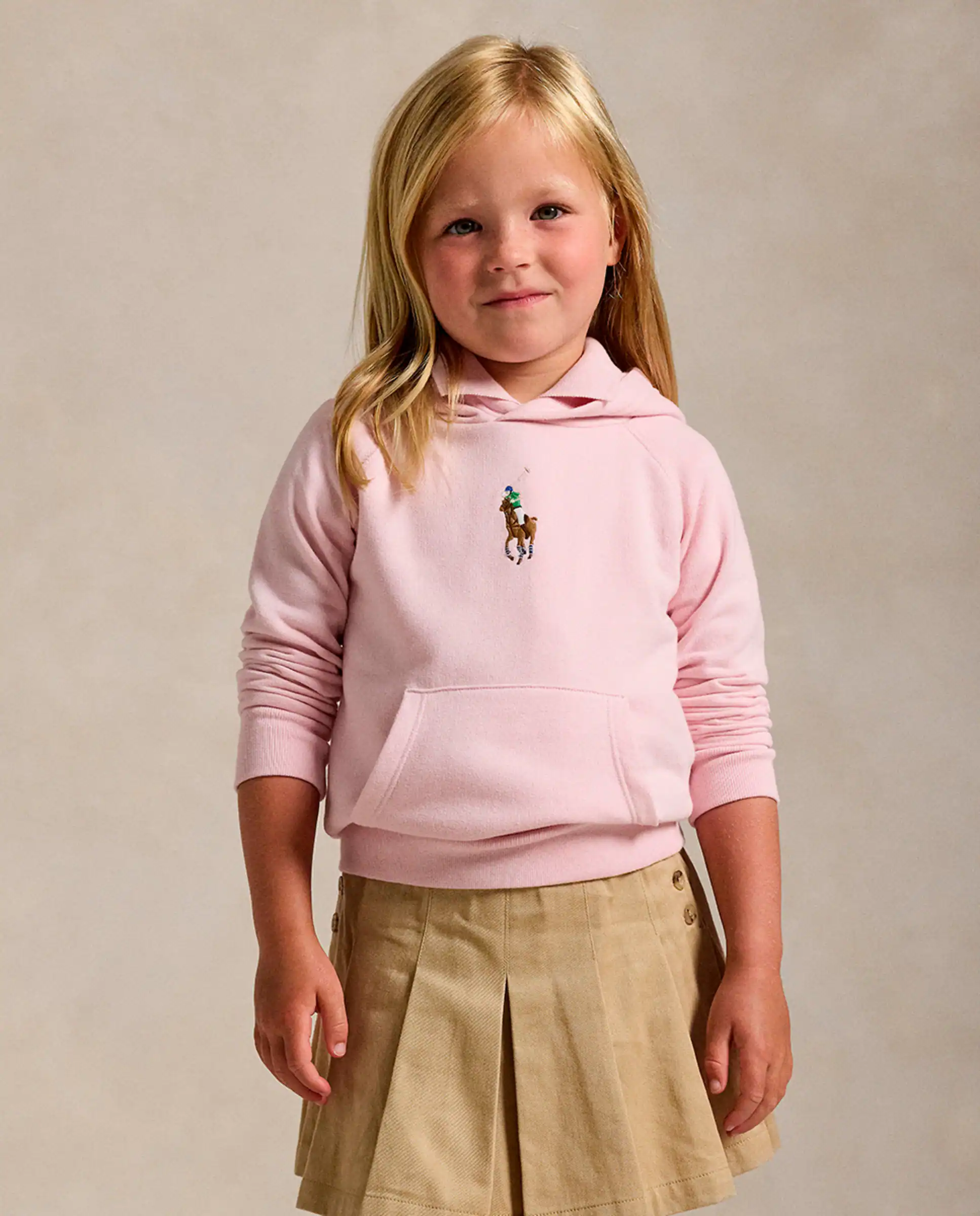 

Детская худи с капюшоном Big Pony из мягкой флисовой ткани Polo Ralph Lauren, розовый