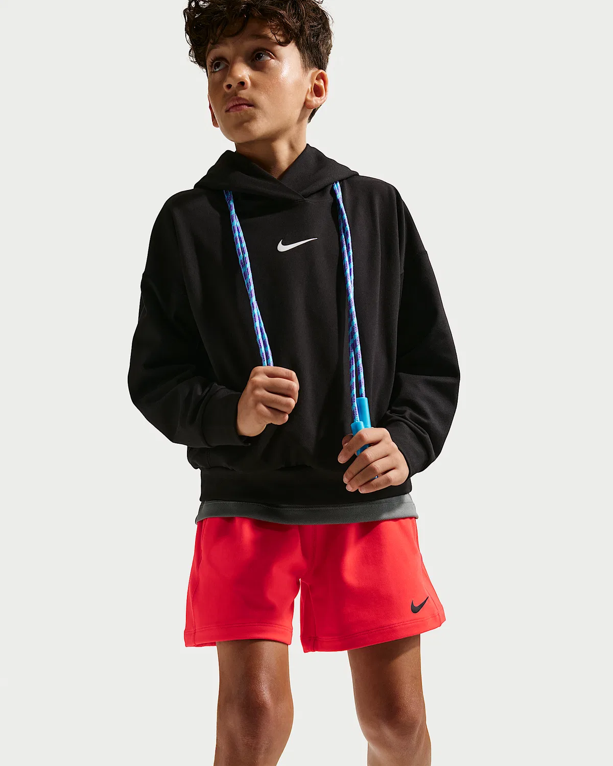 Детские (мальчиковые) шорты Nike Pro Dri-FIT из флиса, Light Crimson/White/Black — фото 4