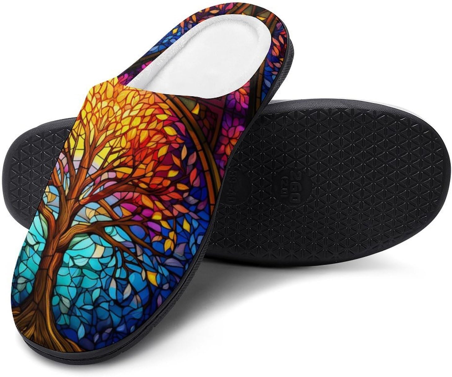 

Тапочки YXHZYHY с нордическим викингским винтажным узором, мужские хлопковые тапочки с мягкой подошвой из пены с эффектом памяти, теплые и мягкие домашние обуви с противоскользящей подошвой, Tree of Life a