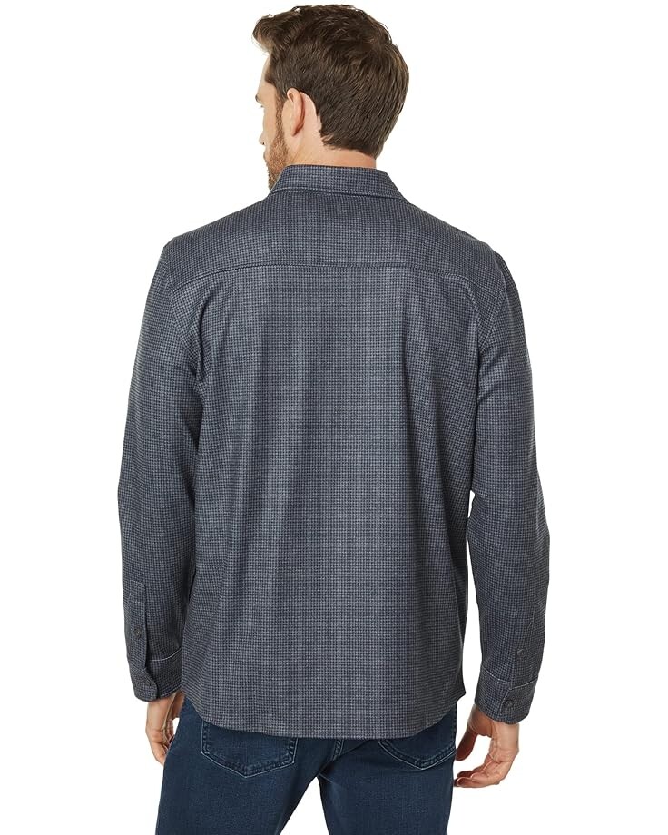 

Рубашка Johnston & Murphy Button Front Houndstooth Knit Shirt, темно-синий