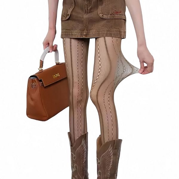 

Женские колготки 2 шт, ажурные с узором, сетка в стиле fishnet и вертикальные полосы Anna-Kaci, Coffee