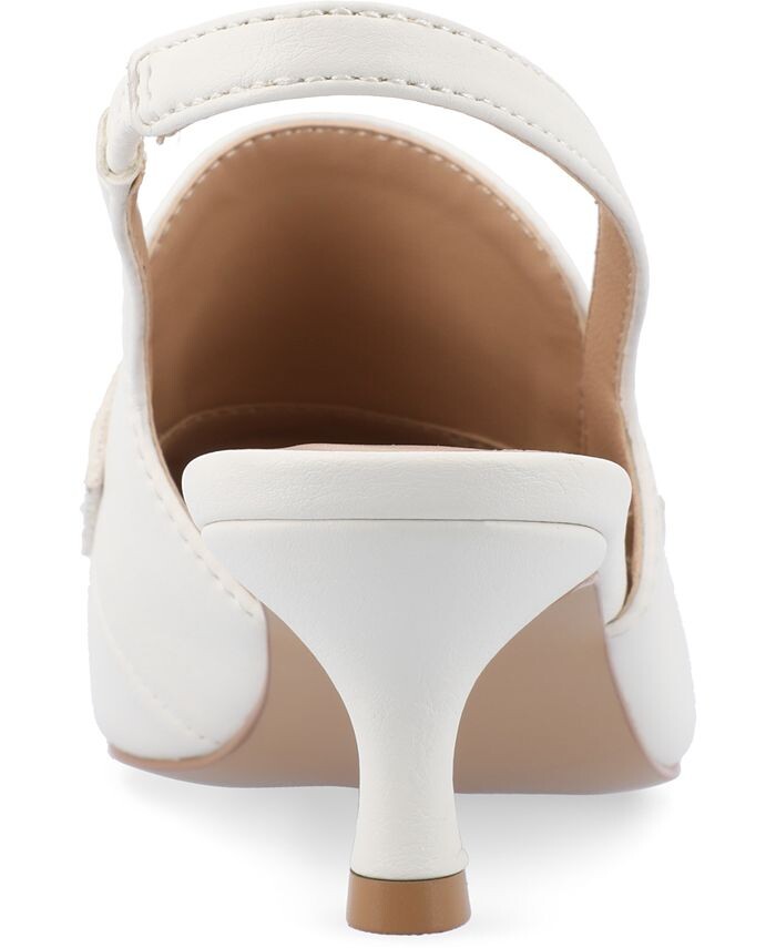 Женские туфли-лодочки Amory Tru Comfort из пеноматериала на маленьком каблуке с ремешком на спине Journee Collection, белый — фото 3