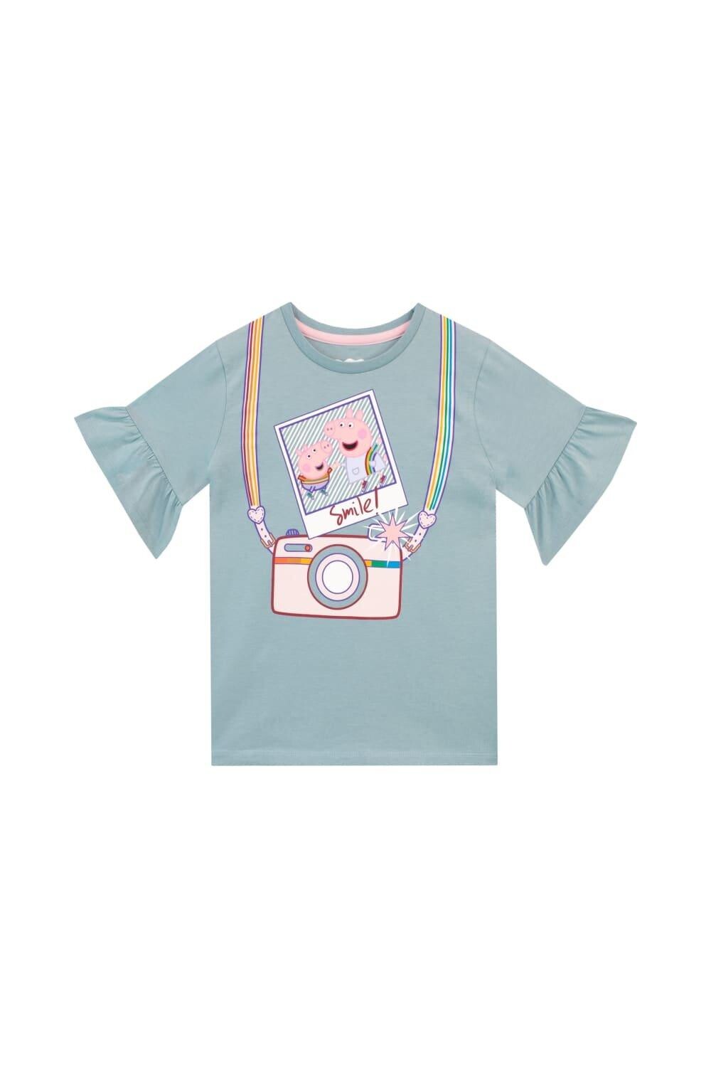 

Футболка с короткими рукавами и оборками Peppa Pig, синий, Серый, Футболка с короткими рукавами и оборками Peppa Pig, синий