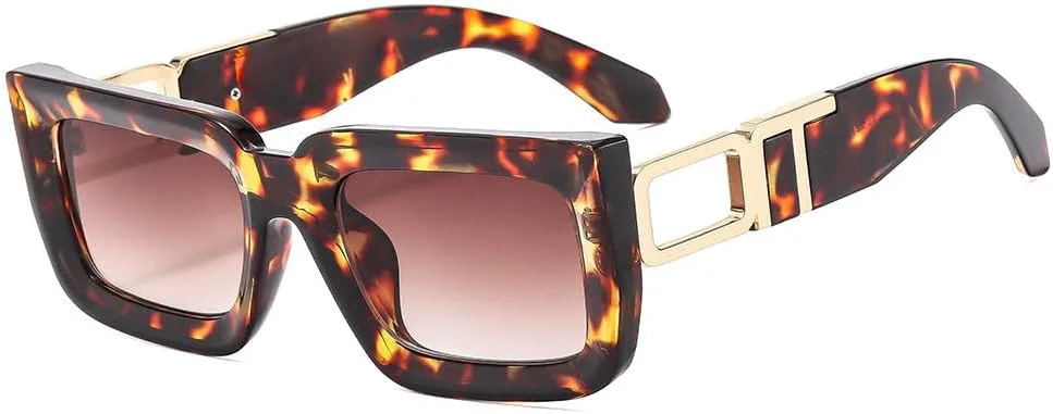 

Модные солнцезащитные очки класса люкс для женщин и мужчин, ретро, ​​двухцветная оправа, трендовые оттенки, защита от ультрафиолета UV400 TKKTLLT, Leopard Tea