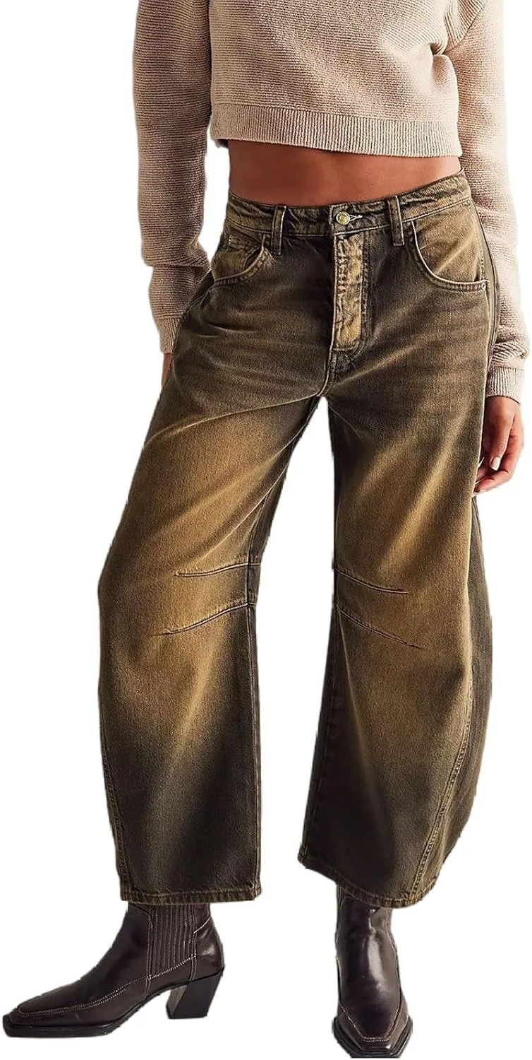 

Женские джинсы-бойфренды, широкие, с карманами