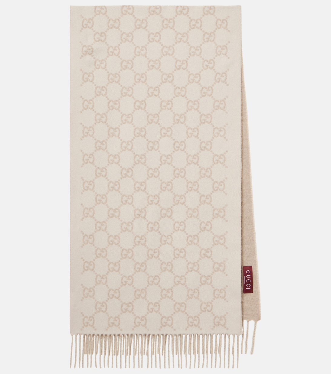 

GG шарф из кашемира с бахромой Gucci, Off White/L.Brown