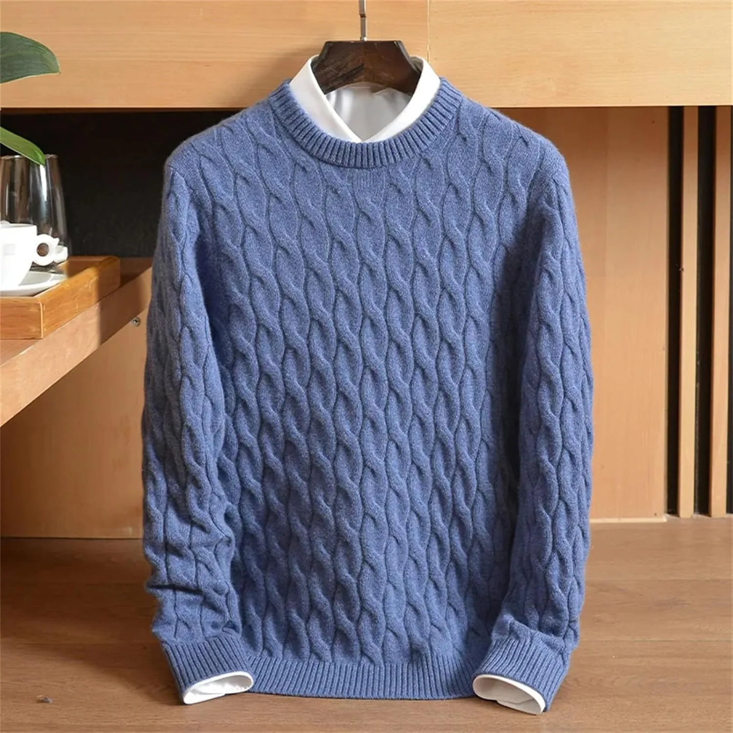 Мужской свитер из 100% кашемира, утепленный, цвета navy и gray — фото 3
