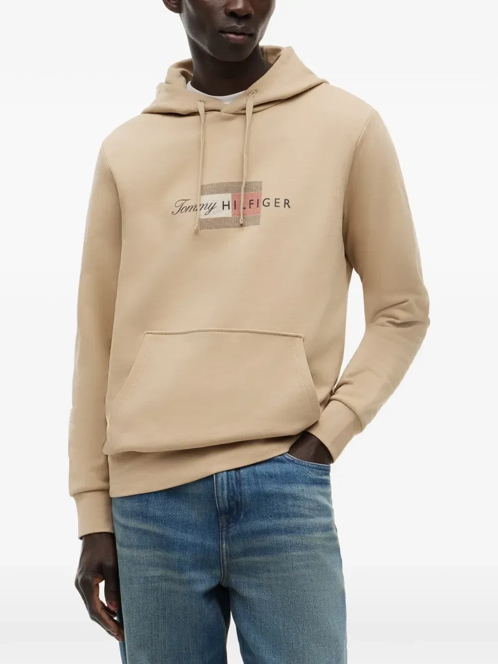 Худи с кулиской и логопринтом Tommy Hilfiger, бежевый — фото 3