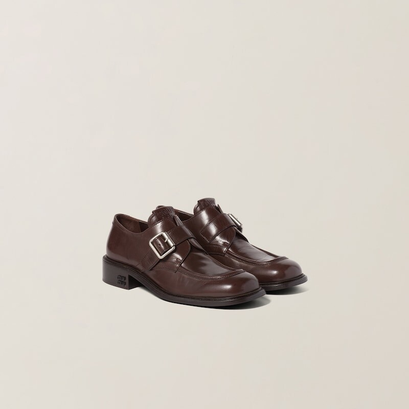 

Кожаные туфли с пряжками Miu Miu, коричневый