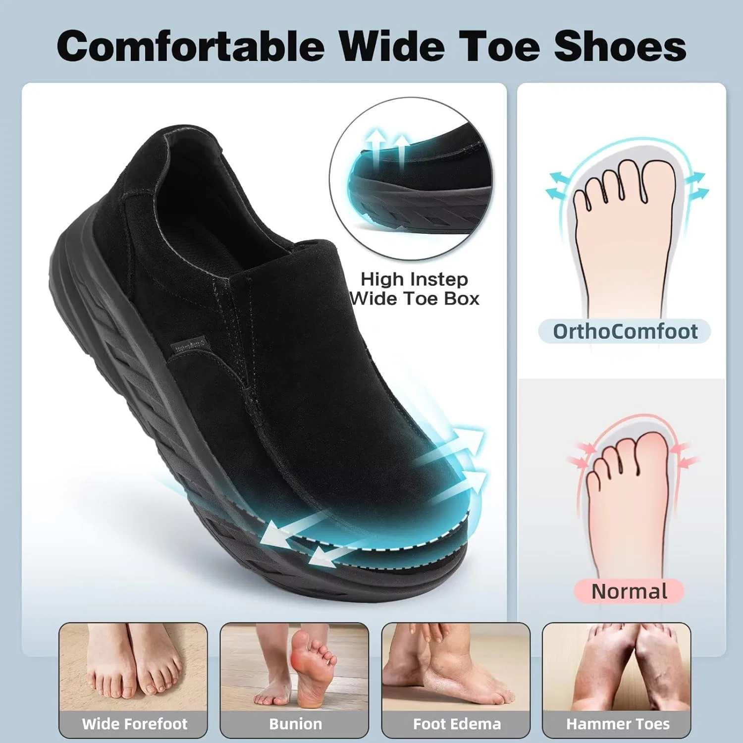 Лоферы с поддержкой стопы, черные OrthoComfoot — фото 2