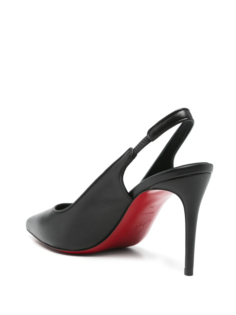 90-миллиметровые кожаные туфли с открытой пяткой Christian Louboutin, черный — фото 3