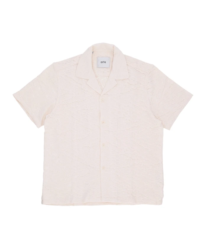 

Мужская вязаная крючком рубашка с коротким рукавом, кремового цвета. Arte Antwerp, бежевый