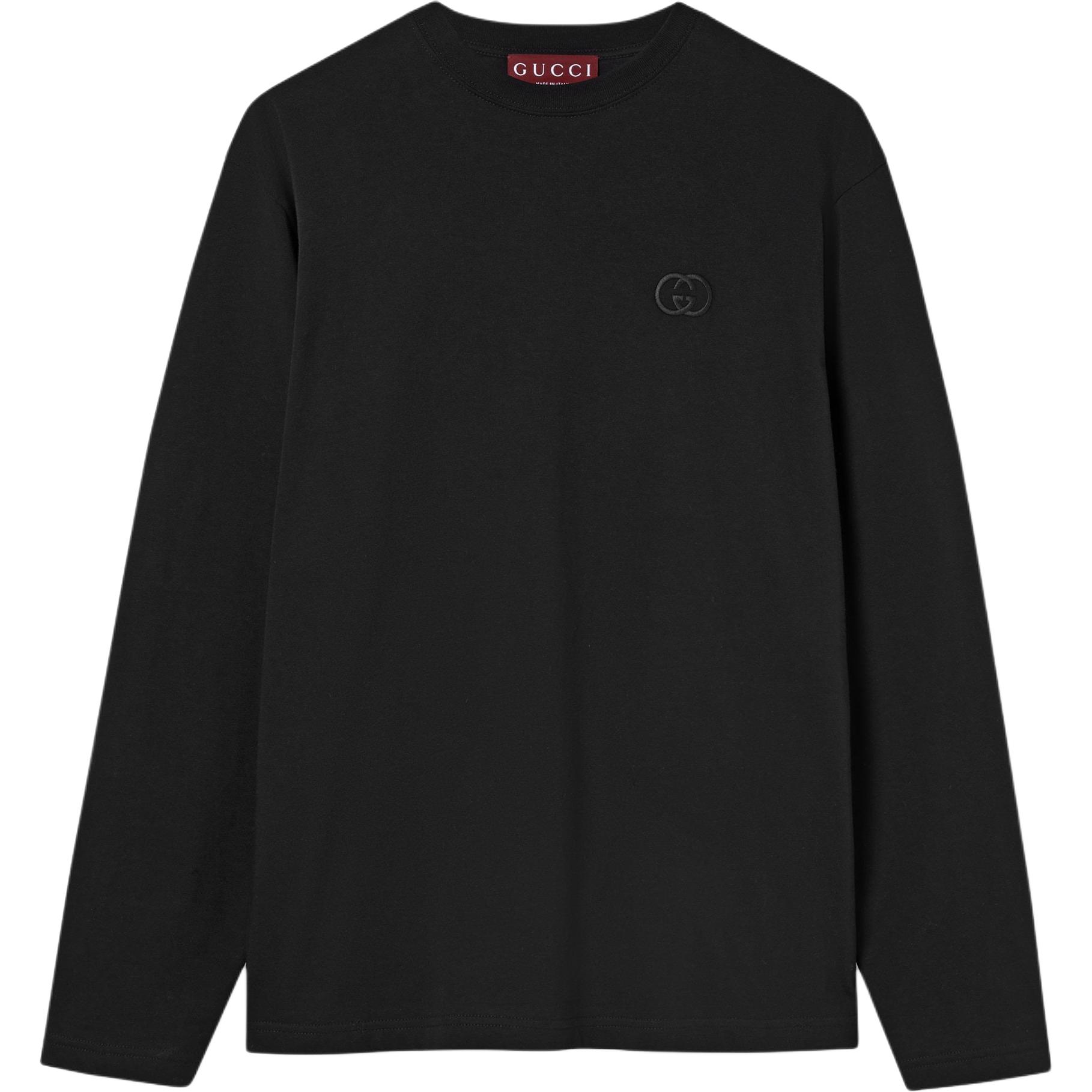 

Футболка с длинным рукавом из хлопкового джерси GUCCI, черный