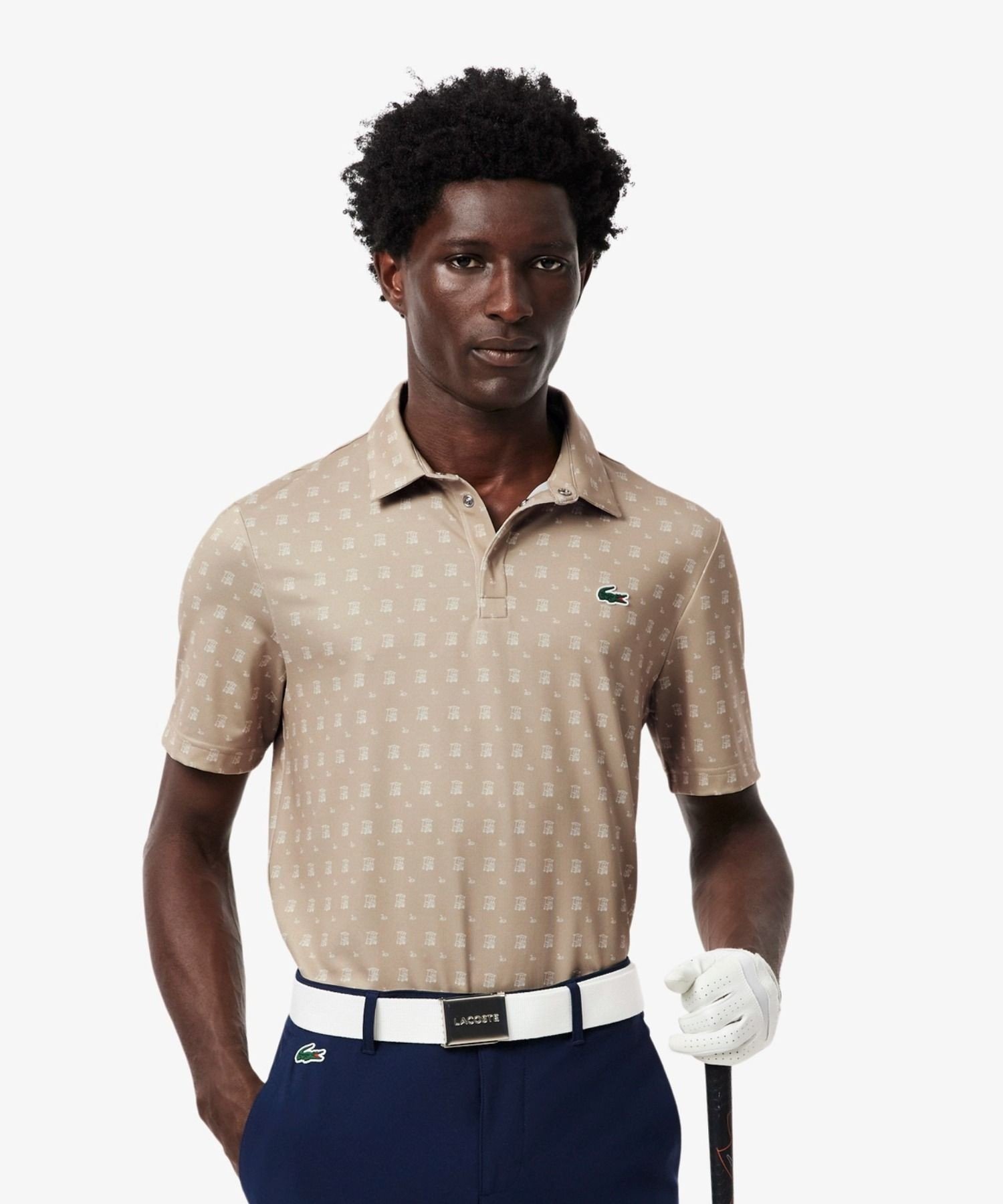 Футболка-поло LACOSTE Ultra Dry Beige с градиентным принтом