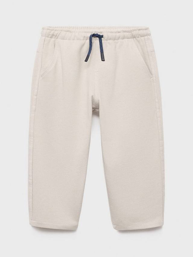 

Детские хлопковые джоггеры с кулиской Mango, Natural White