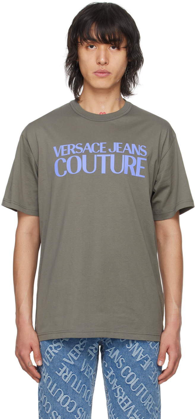 

Серая футболка с принтом Versace Jeans Couture