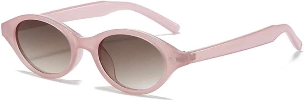 

Солнцезащитные очки с защитой от УФ-излучения UV400 | Маленькие овальные заклепки конфетного цвета | Для женщин и мужчин, для занятий спортом на открытом воздухе и вождения DSVIGF, Clearpink-brown