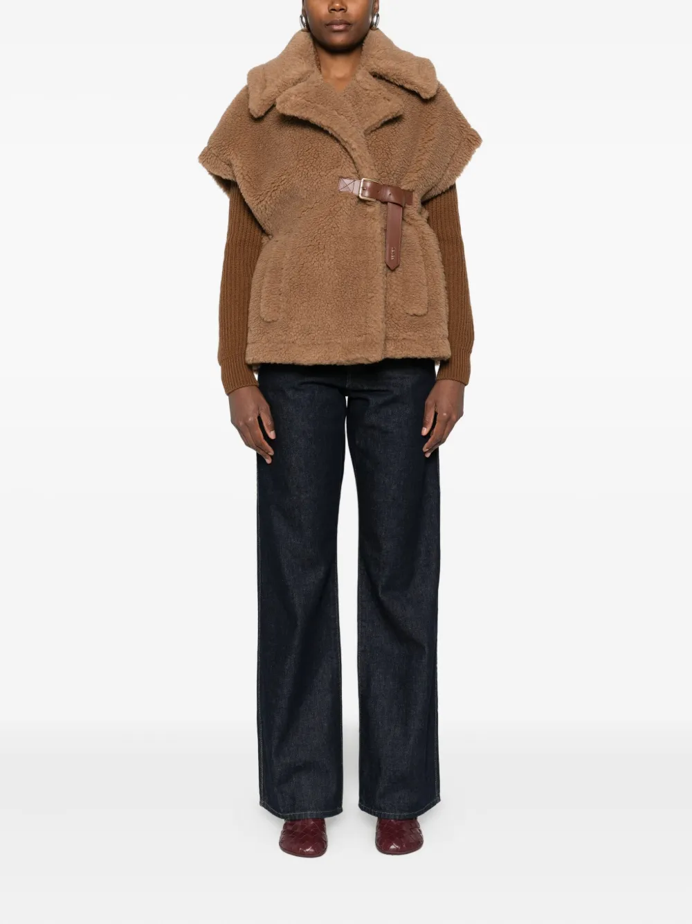 Пелерина-куртка из искусственного меха Abavo Max Mara, коричневый — фото 2
