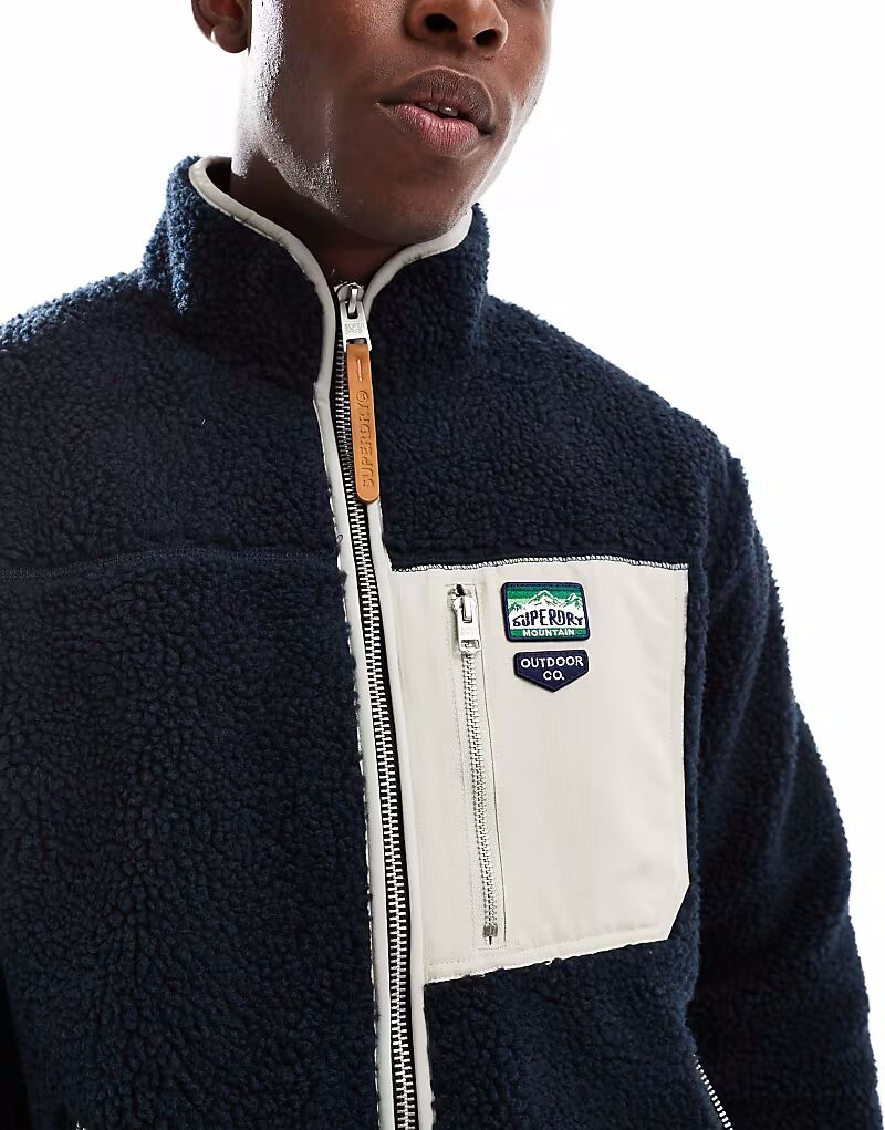 Флисовая кофта Superdry Vintage Retro с застежкой-молнией в цвете Eclipse Navy — фото 3