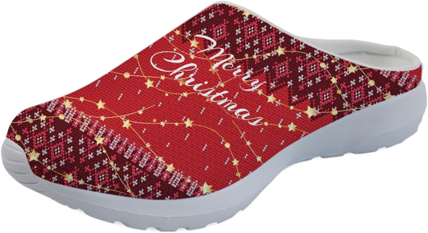 

Мужские садовые сабо GLENLCWE, женские сабо-сандалии, сетчатые пляжные тапочки для душа, повседневные мюли с поддержкой свода стопы для дома и улицы, Christmas Light