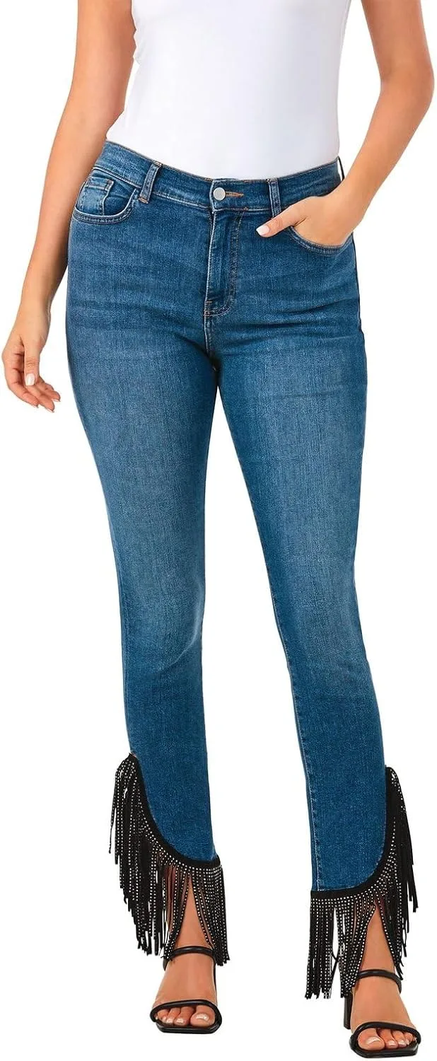 

K. Jordan джинсы с бахромой и заклепками для женщин