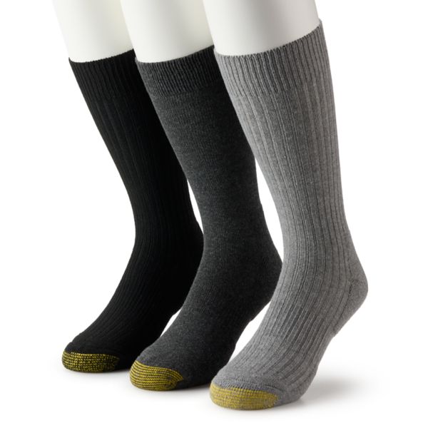 

Мужские носки с ребристым краем, 3 пары Goldtoe, цвет gray black