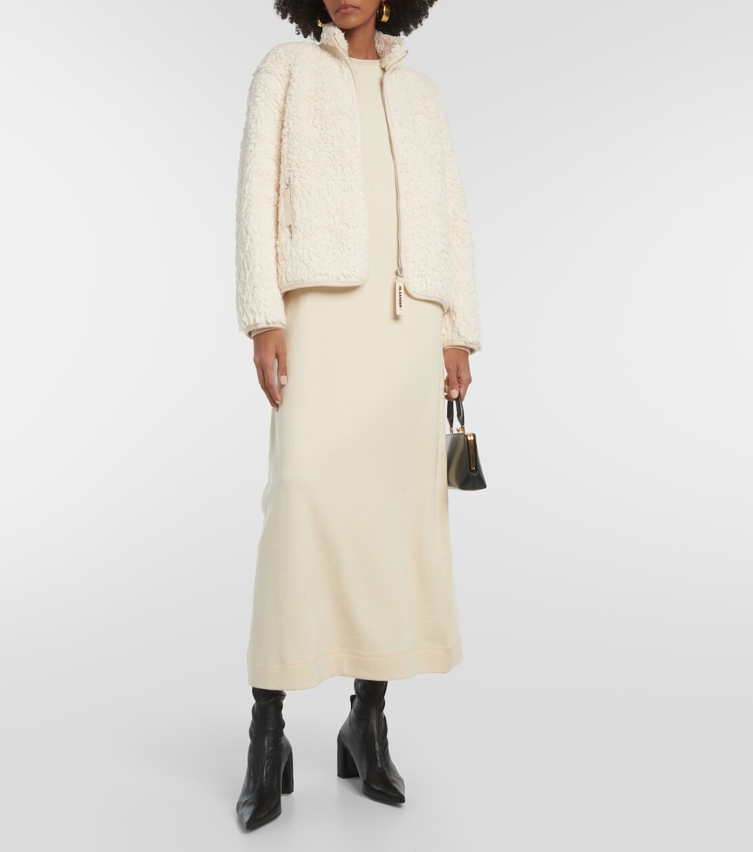 Хлопковая куртка с отделкой из искусственного меха Jil Sander, белый — фото 2