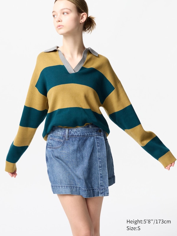 

Драпированная джинсовая юбка-шорты Uniqlo, синий