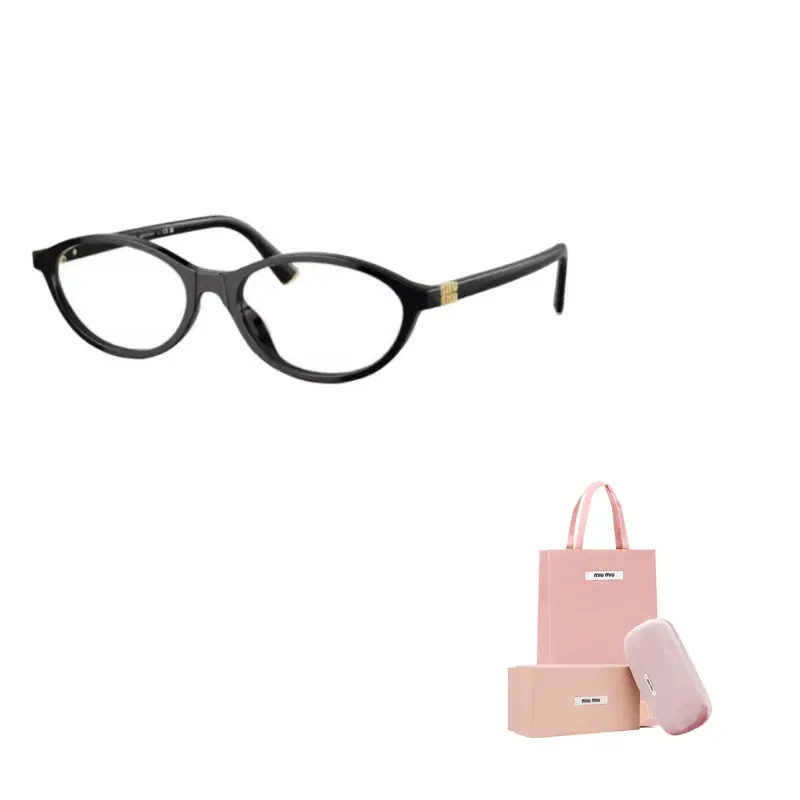 

Очки с овальной оправой и шильдиком бренда MIU MIU, черный