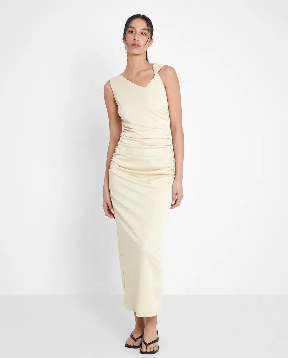 

Асимметричное драпированное платье Trucco, кремовый